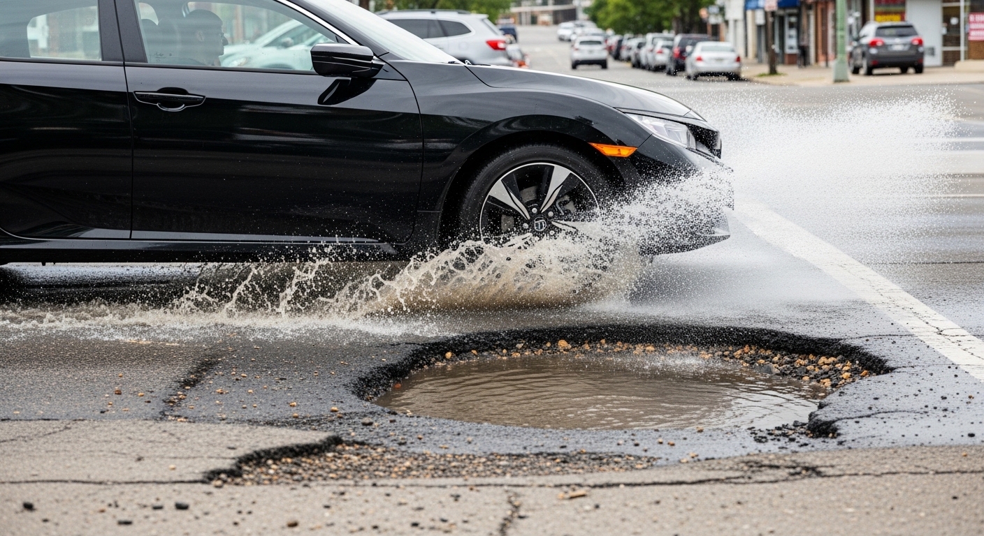 potholes in road