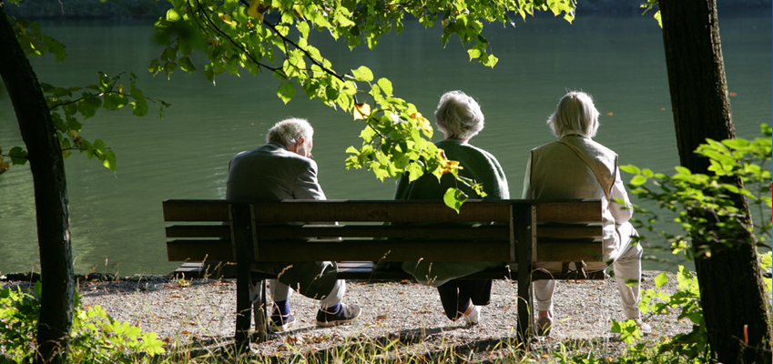Three Old People Enjoying Retirement